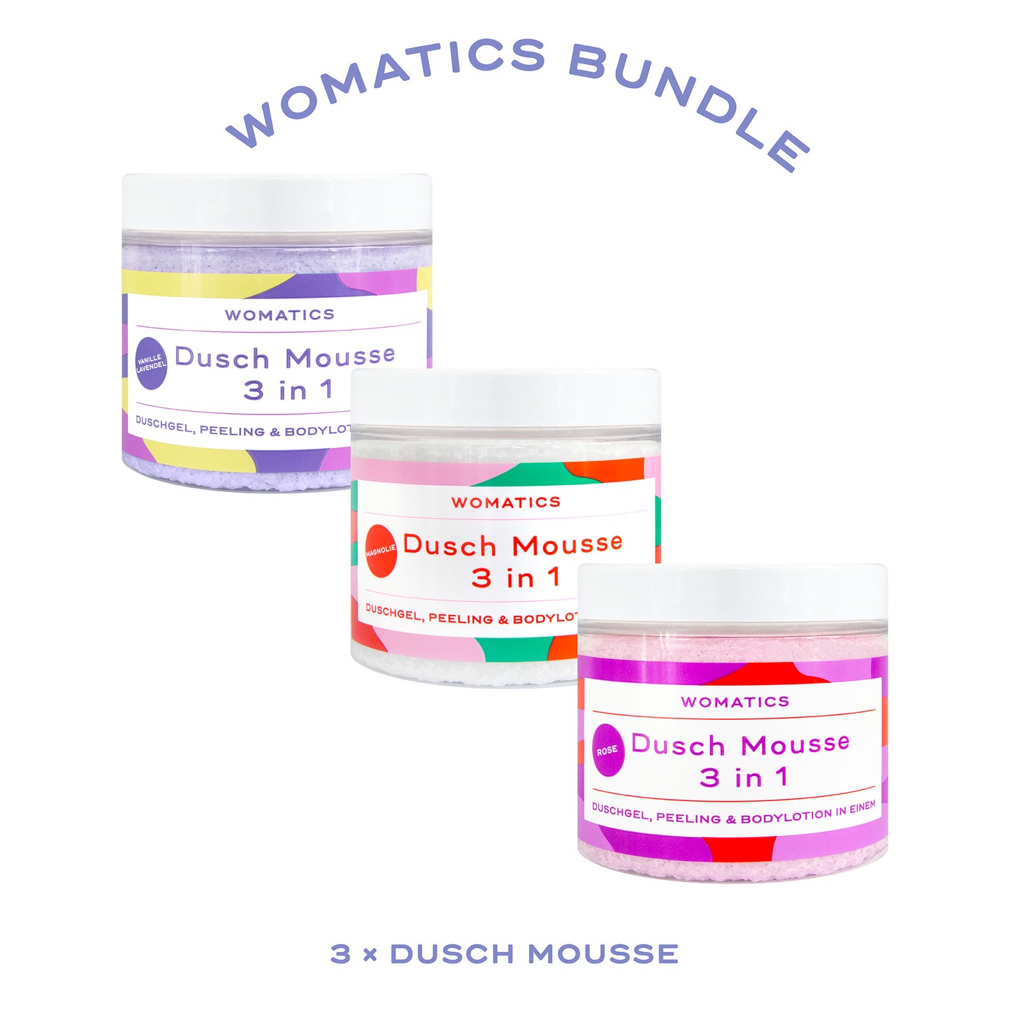 Dusch Mousse 3er SET: Rose; Magnolie und Lavendel
