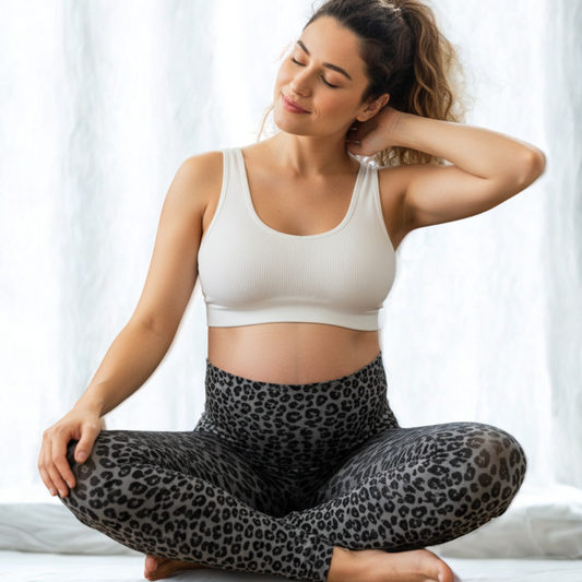 Umstandsleggings Leoprint, grau/schwarz