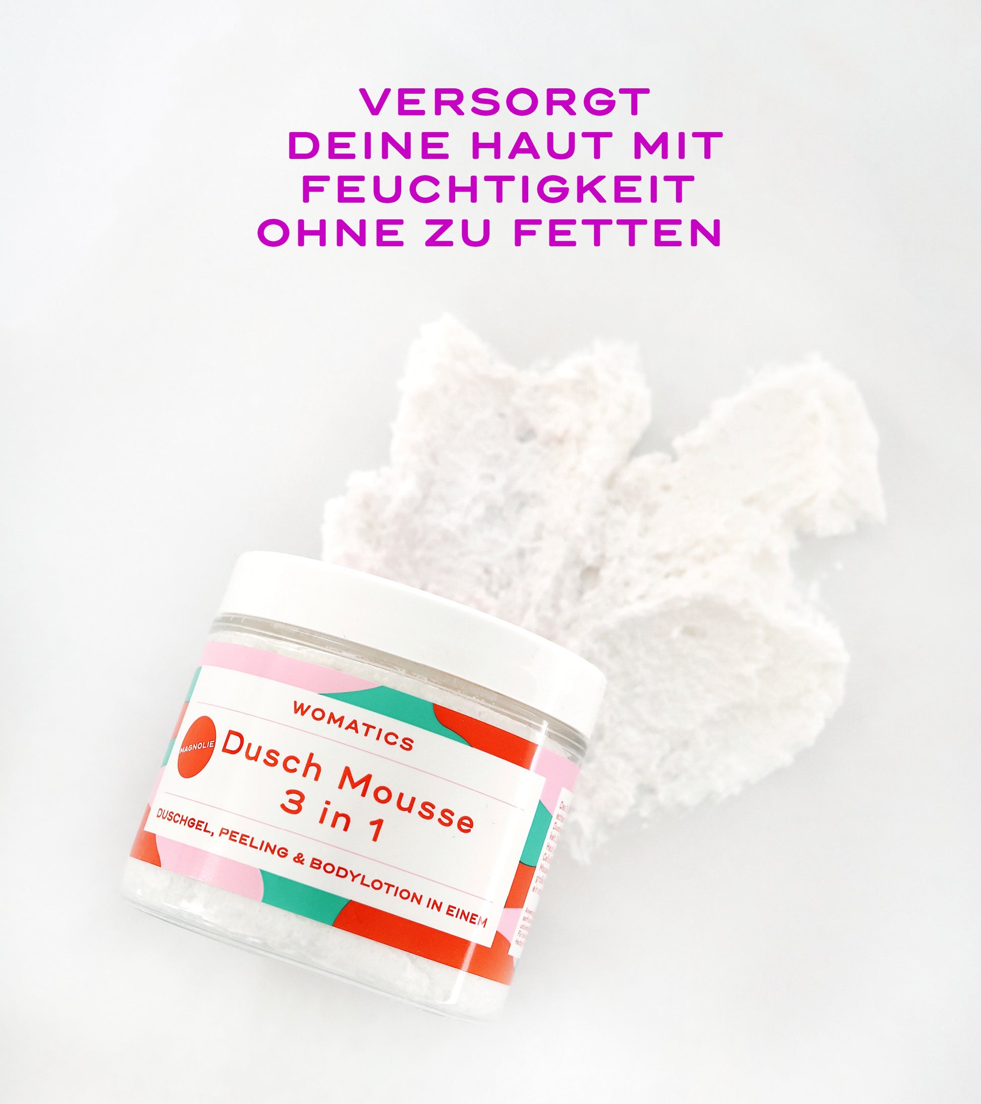 feuchtigkeit, wellness, metime, me-time, Duschgel, Peeling, Bodylotion, 3 in Einem, Schaum, Duschprodukt, Duschen, Creme, Körpercreme, Zuckerpeeling